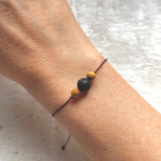 Triple Wood & Lava Bead Aromatherapy Bracelet