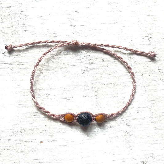 Woven Wood & Lava Bead Aromatherapy Bracelet