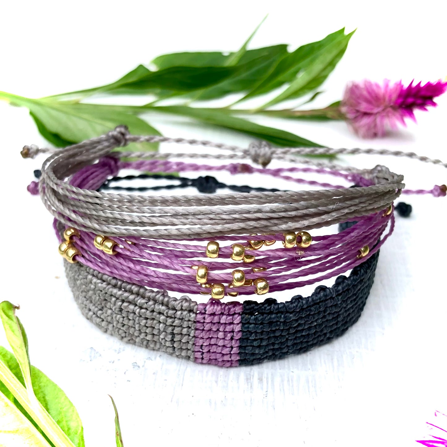 Macrame Color Block Bracelet Set