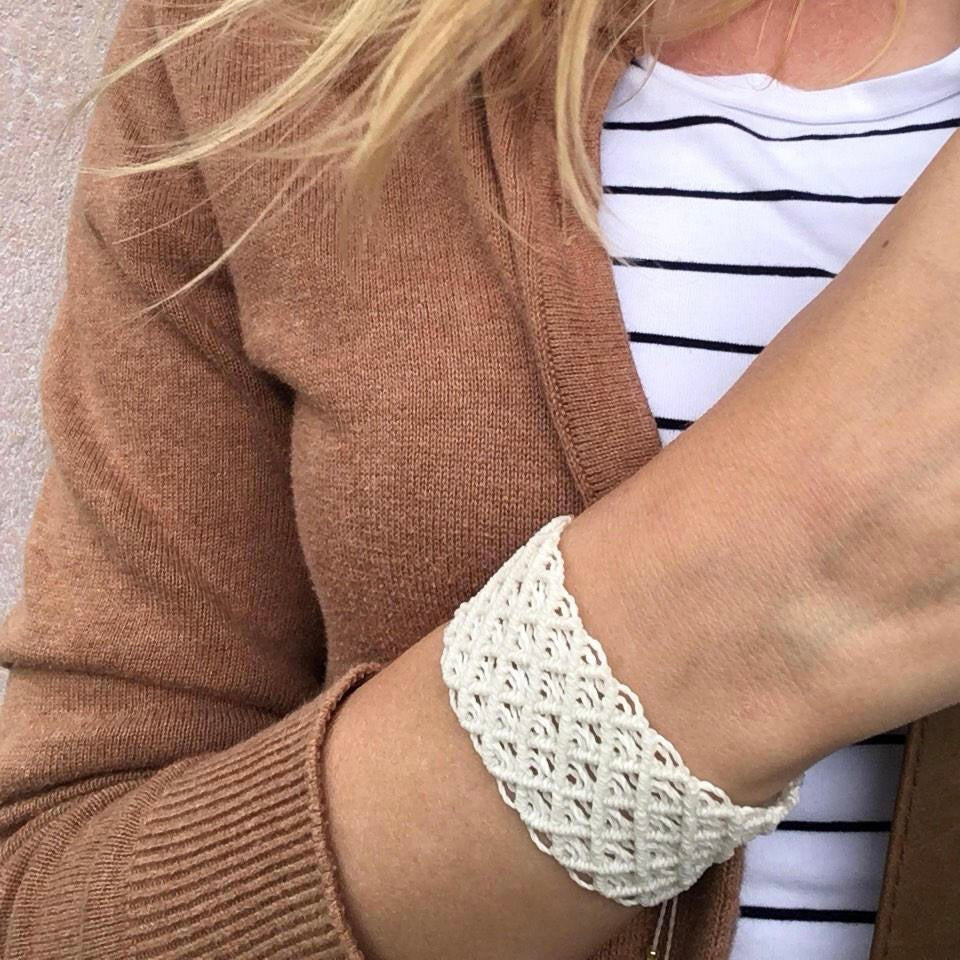 Handwoven Macrame Wide Cuff Bracelet