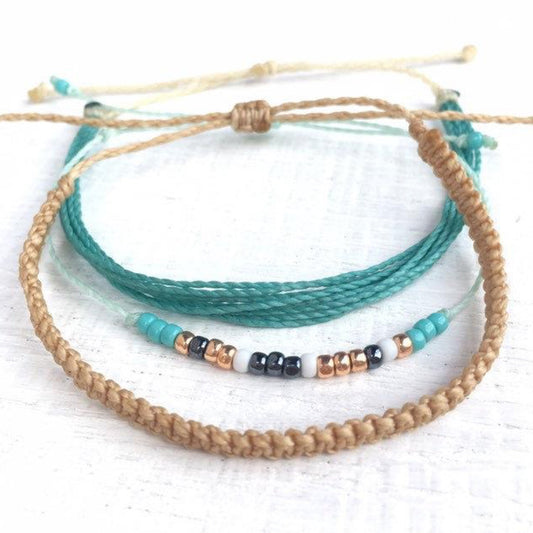 Beach Love Morse Code Bracelet Set