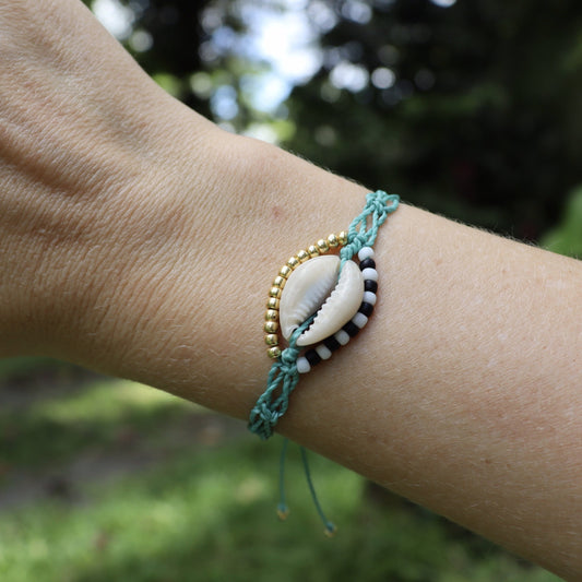 Eclectic Cowrie Shell Beaded Bracelet