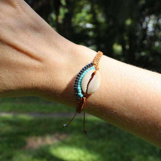 Unique Beaded Cowrie Seashell Bracelet