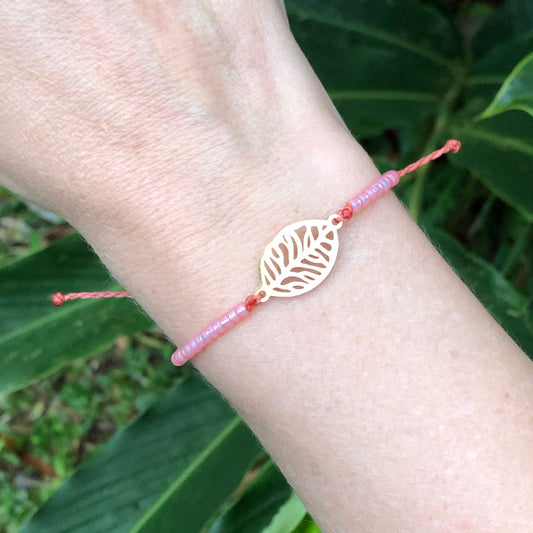 Custom Beaded Gold Leaf Bracelet