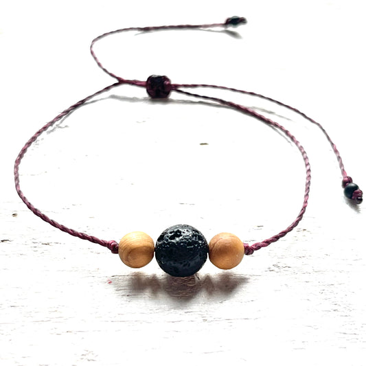 Triple Wood & Lava Bead Aromatherapy Bracelet