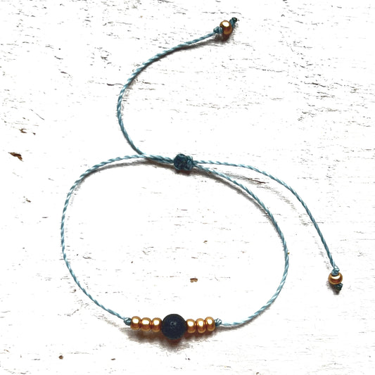 Elegant Lava & Gold Bead Aromatherapy Bracelet