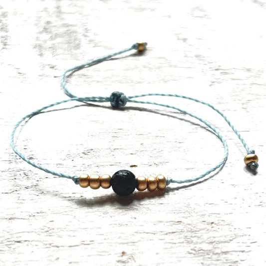 Elegant Lava & Gold Bead Aromatherapy Bracelet