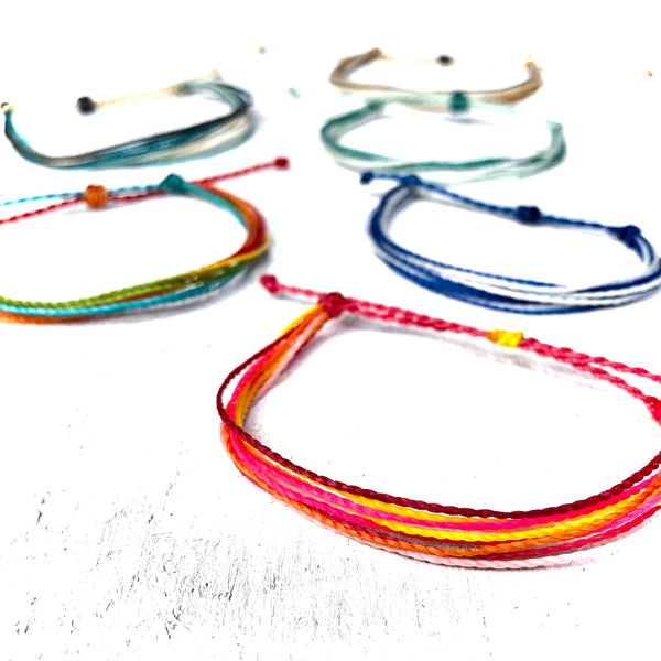 String Surf Bracelet - 3 colors - Waterproof and Adjustable Wax Cord Design