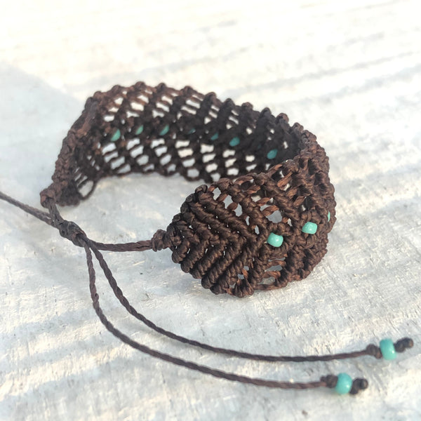 Herringbone Hand Knotted Bracelet with Seed Bead Detail