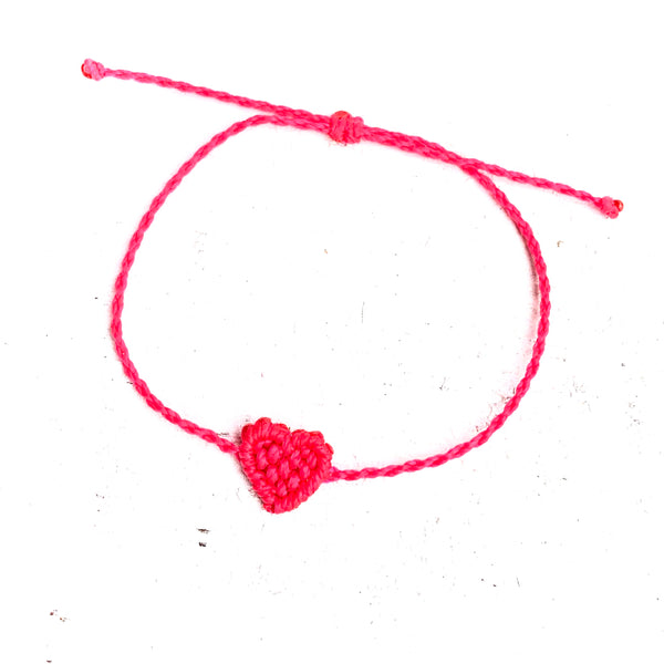 Heart Macrame Bracelet - horizontal - solid color
