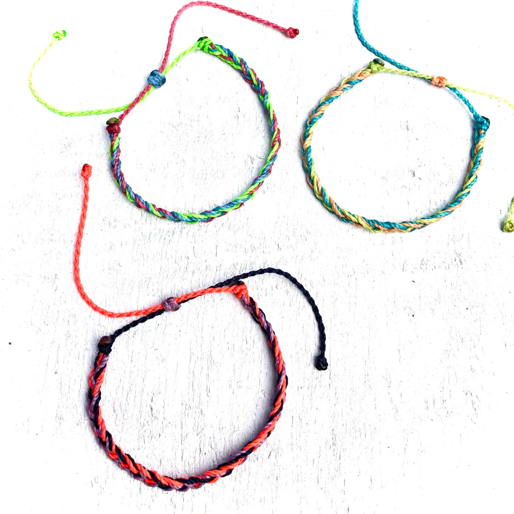 BULK Multicolor String Bracelet - 3 colors - Perfect for fundraising e –  Costa Verde Bracelets