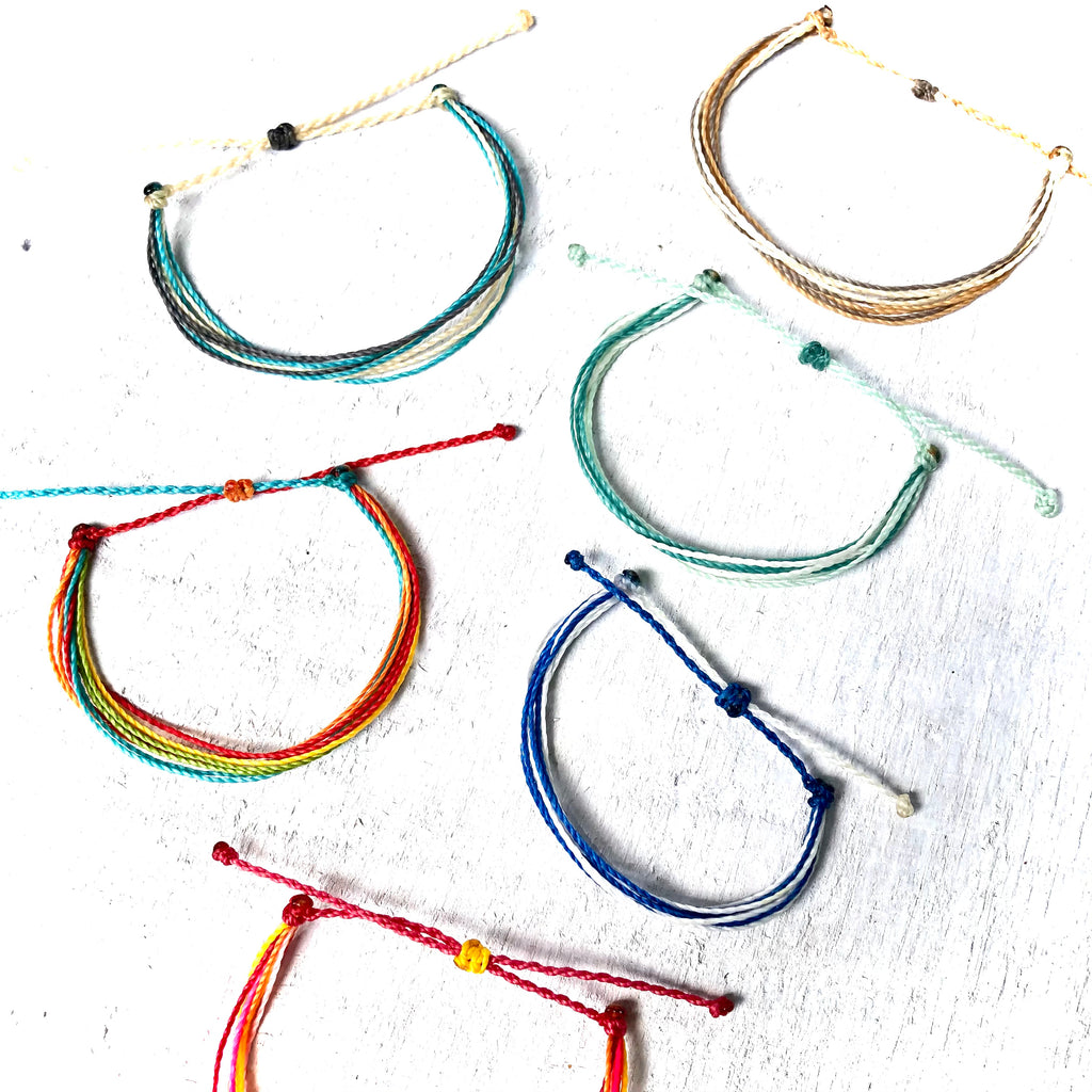 Adjustable Wax String Bracelet / Multi Cord Bracelet / 100% Wax String Bracelet / Surfer Bracelet - Neon Orange