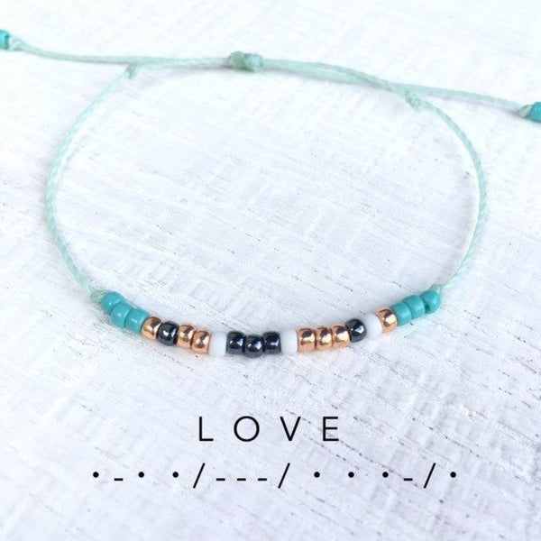 Beach Love Morse Code Bracelet Set