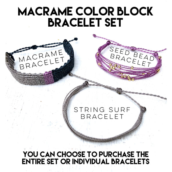 Macrame Color Block Bracelet Set - Customize the colors and beads!