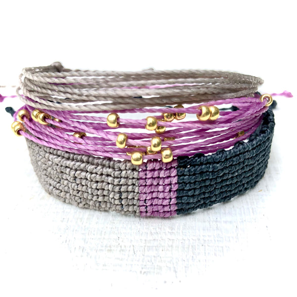 Macrame Color Block Bracelet Set - Customize the colors and beads!