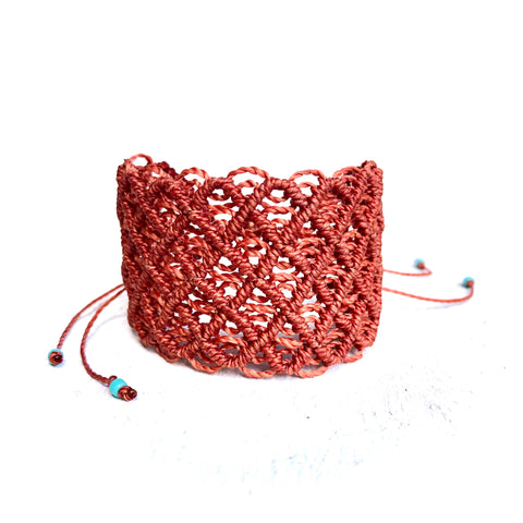 Handwoven Macrame Wide Cuff Bracelet - Handmade by Costa Verde Bracelets