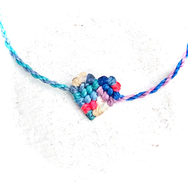 Multicolor Heart Macrame Bracelet - horizontal - multicolor
