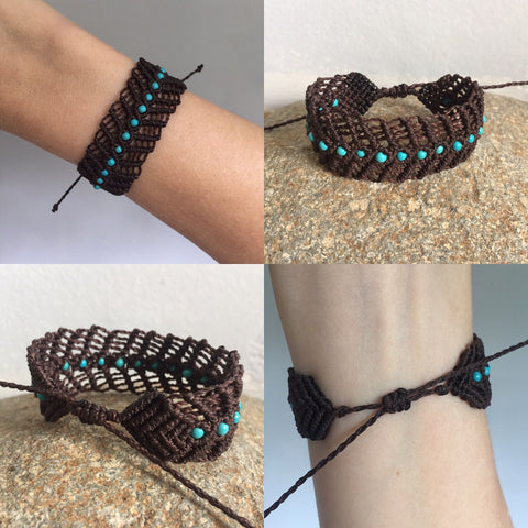 Herringbone Hand Knotted Bracelet with Seed Bead Detail