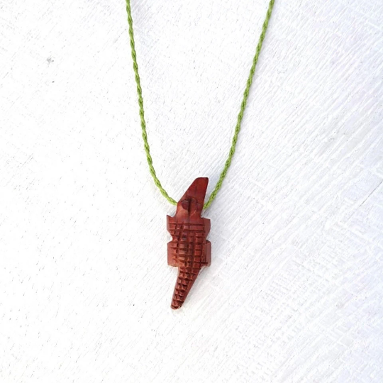 Crocodile Necklace - Alligator Caiman Design - Wooden Jewelry
