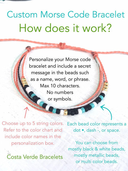 Morse Code Secret Message Beaded Bracelet - Personalize your message!