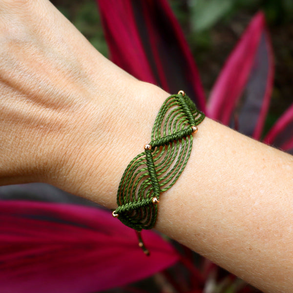 Solid Color Handwoven Macrame Bracelet with Seed Bead Detail - Choose your favorite color and beads!