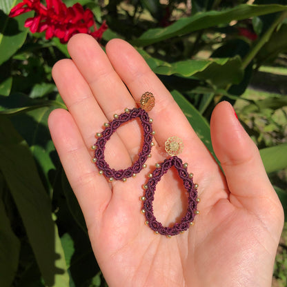 Beaded Macrame Teardrop Earrings - Stainless Steel, Gold or Silver tone!