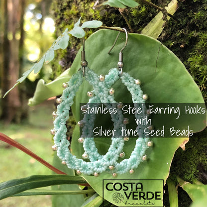 Beaded Macrame Teardrop Earrings - Stainless Steel, Gold or Silver tone!