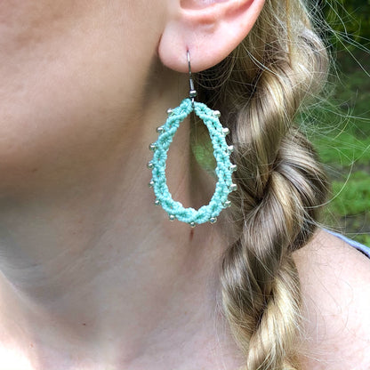 Beaded Macrame Teardrop Earrings - Stainless Steel, Gold or Silver tone!
