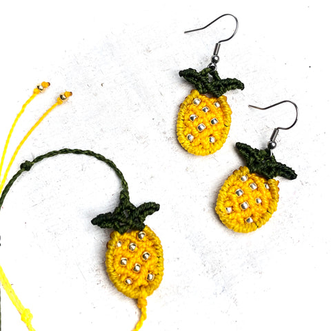 Pineapple Macrame Jewelry Set
