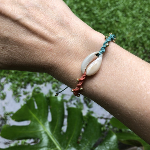 Cowrie Color Block Bracelet - With Seed Beads & Macrame Design!