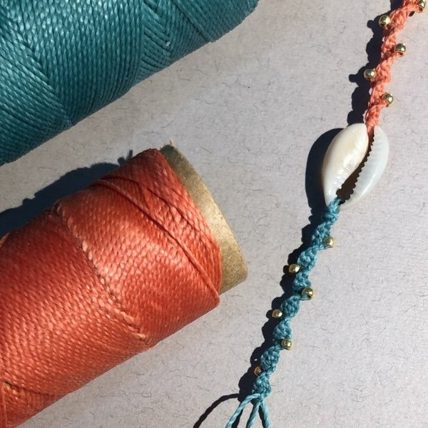 Cowrie Color Block Bracelet - With Seed Beads & Macrame Design!