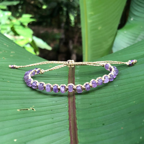 Amethyst Heishi Gemstone Bracelet - Choose the string color!
