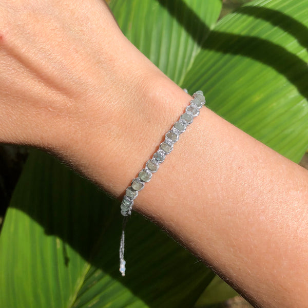 Aquamarine Heishi Gemstone Bracelet - Choose the string color!