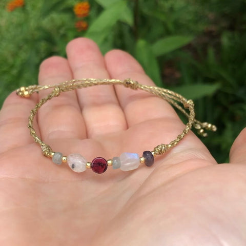 Gemstone Surprise Bracelet - Choose the string color! 100% Unique Design