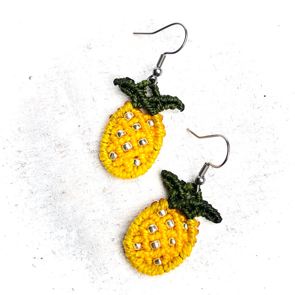 Pineapple Macrame Earrings - Handmade Costa Rica Design!