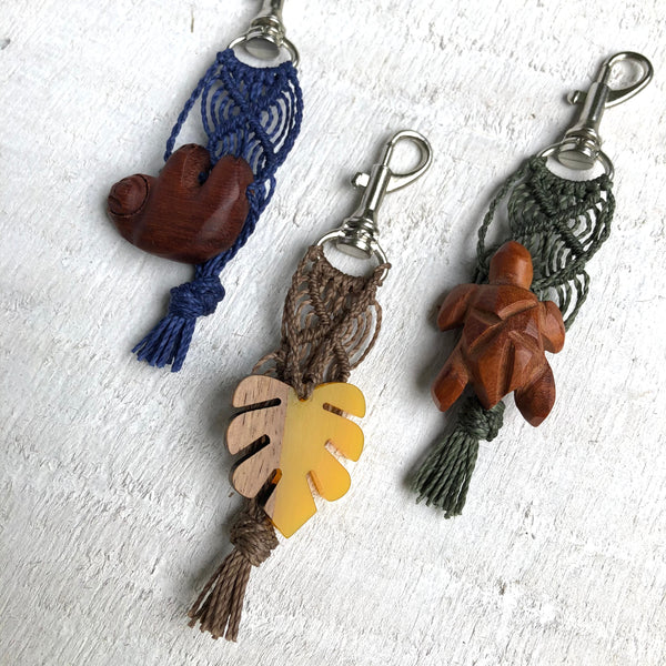 Macrame Keychain with Costa Rican Wood - Choose from 11 designs!