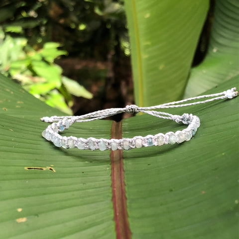 Aquamarine Heishi Gemstone Bracelet - Choose the string color!