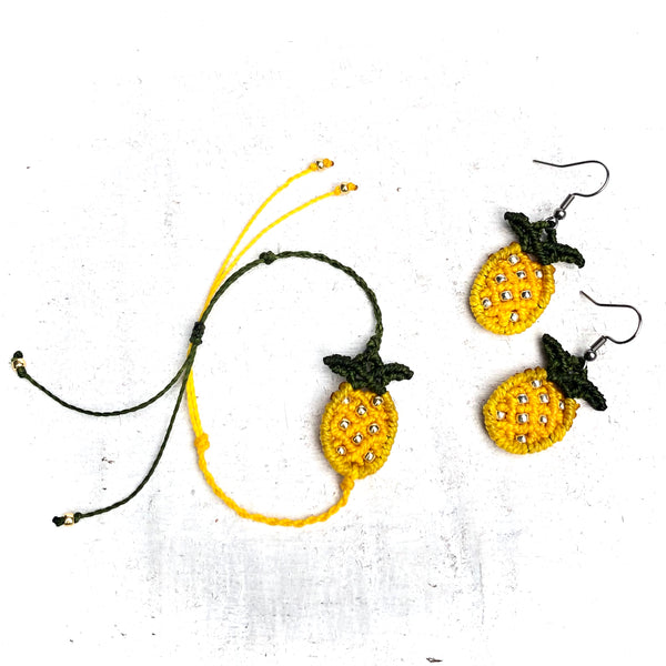 Pineapple Macrame Jewelry Set