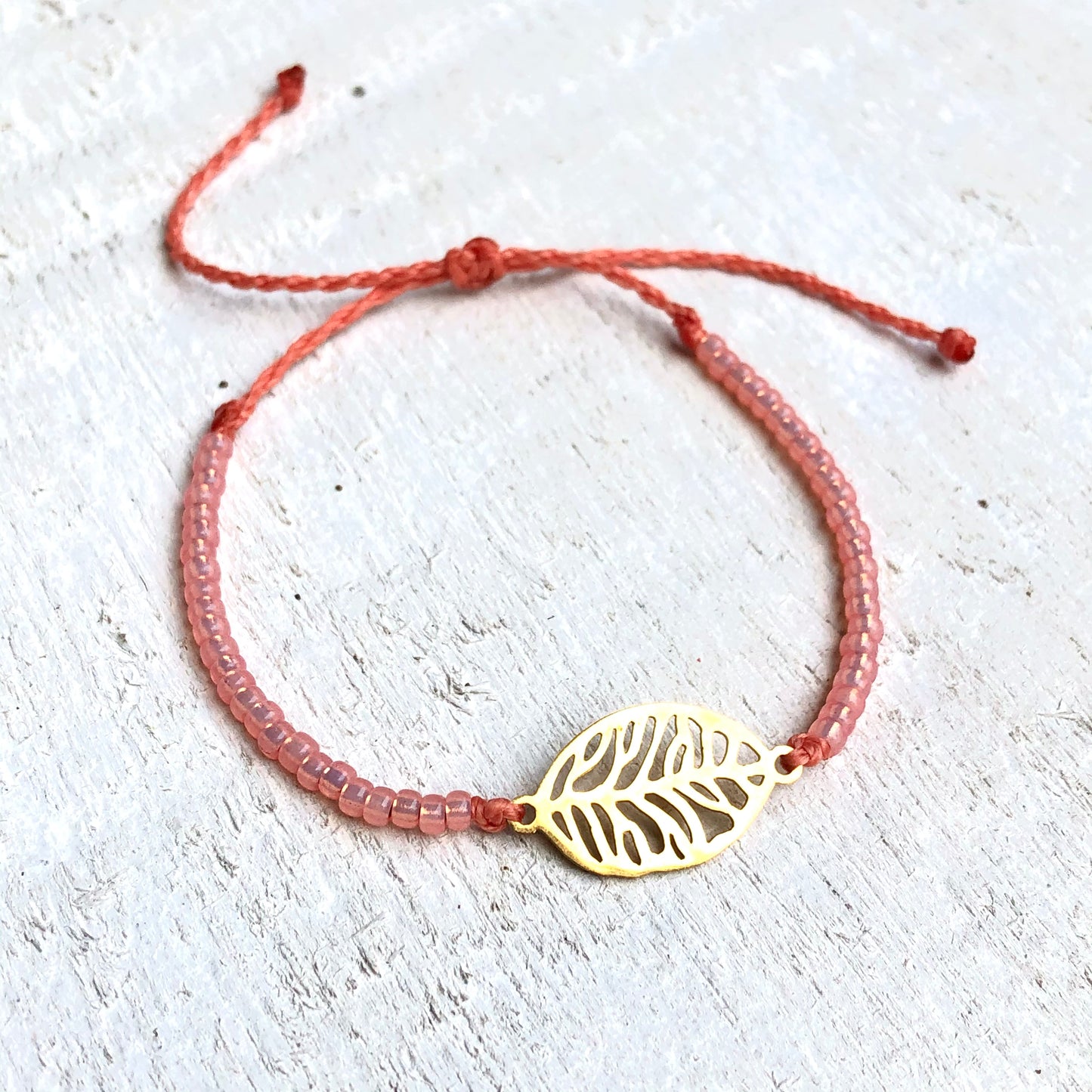 Custom Beaded Gold Leaf Bracelet