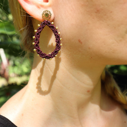 Beaded Macrame Teardrop Earrings - Stainless Steel, Gold or Silver tone!